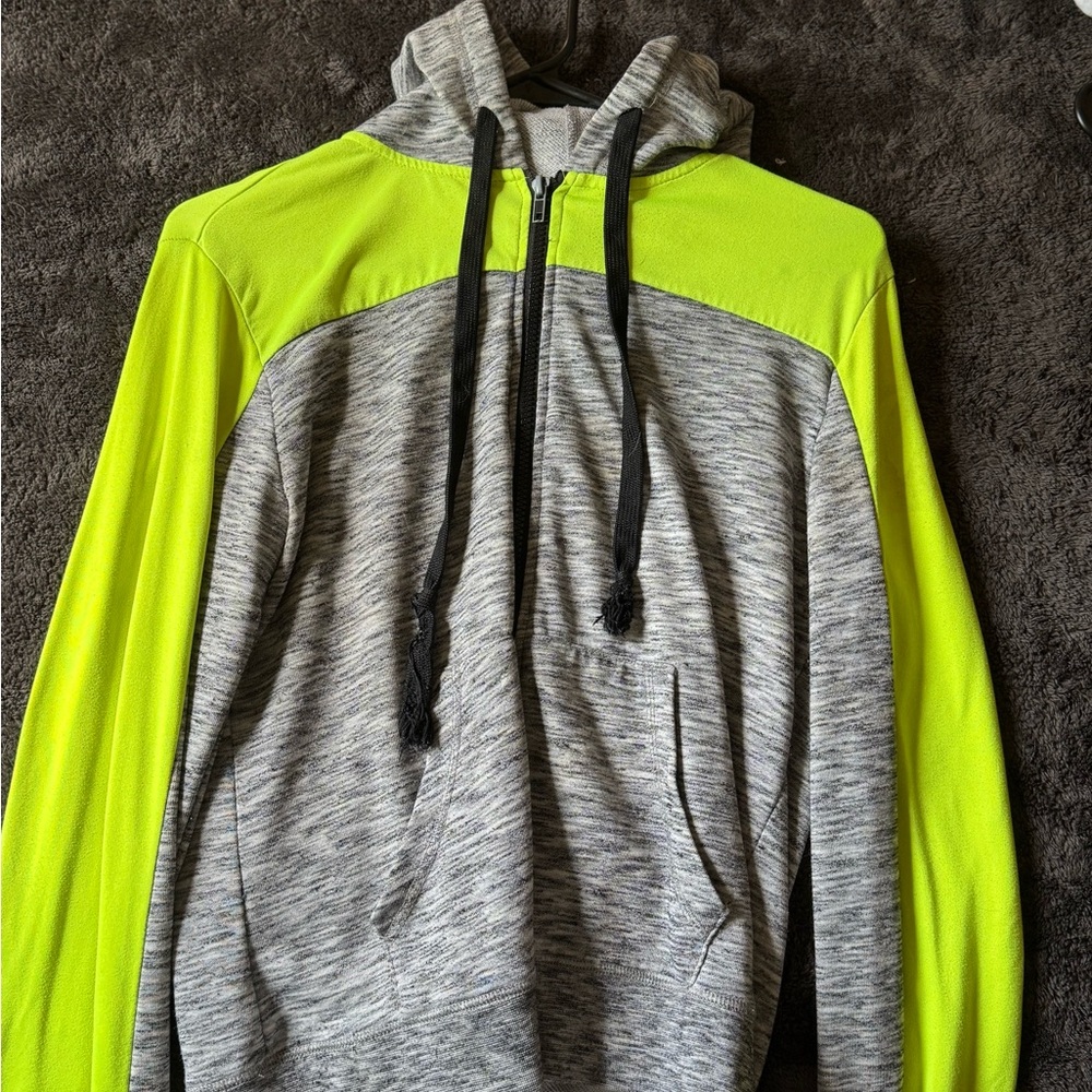 Rue21 Gray and Neon Green Hoodie